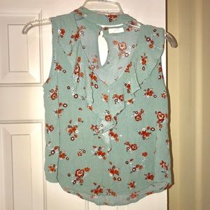 Floral Choker Keyhole Blouse